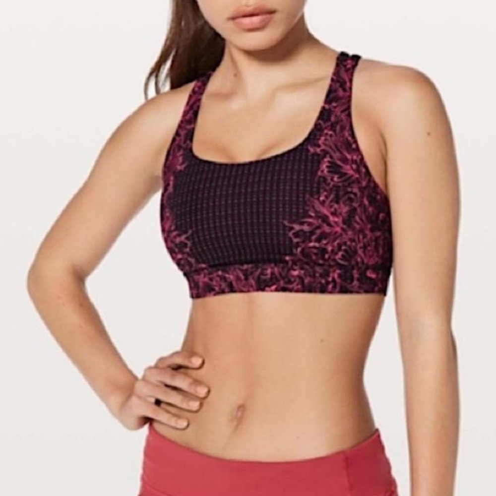 Lululemon Energy Bra - Pink & Black, Size 8